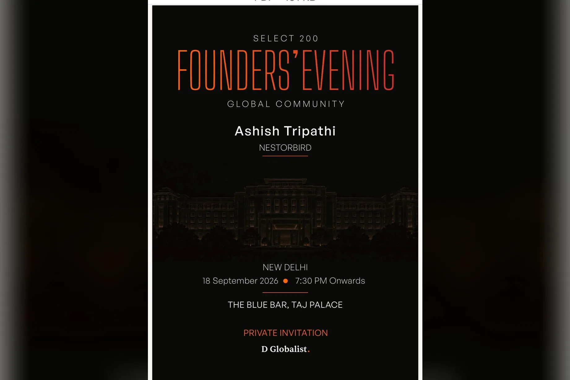 DGEMS 2026 Select 200 Founders’ Evening invitation