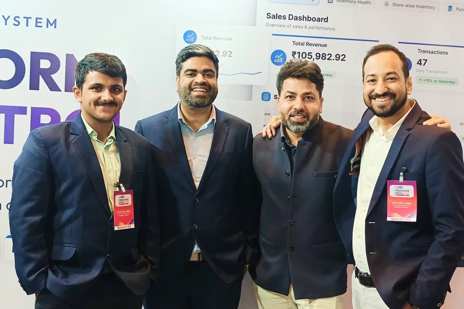 GETPOS team at the Sales Dashboard display, Franchise India 2026